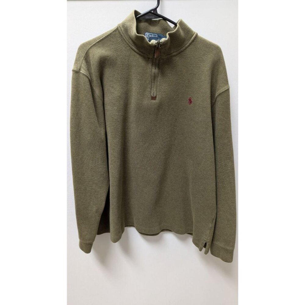 Polo by Ralph Lauren Olive Green Quarter-Zip Sweatshirt